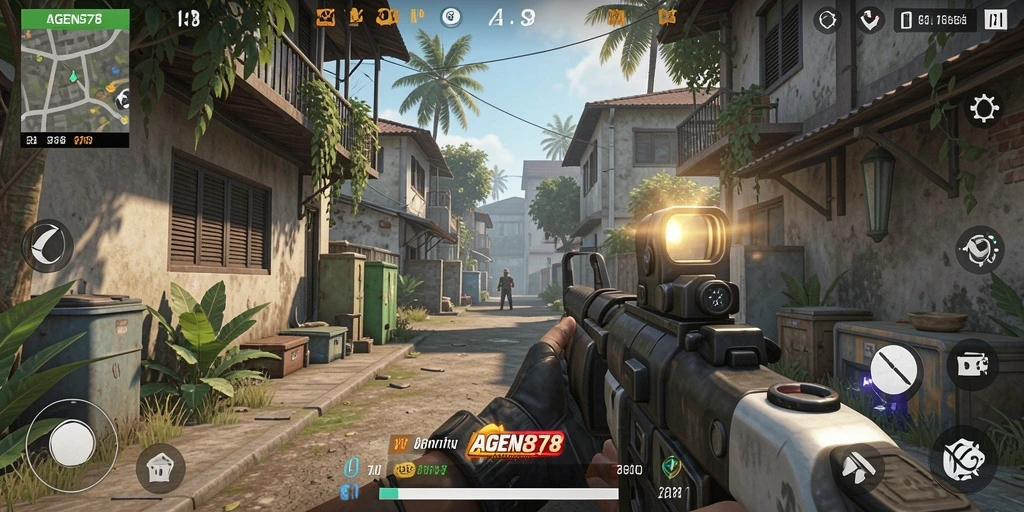 Screenshot AGEN878 menampilkan aksi pertempuran seru di arena TPS.
