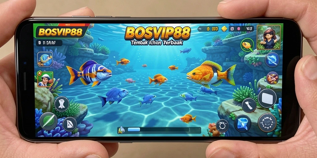 Screenshot gameplay menampilkan aksi menembak ikan yang seru.
