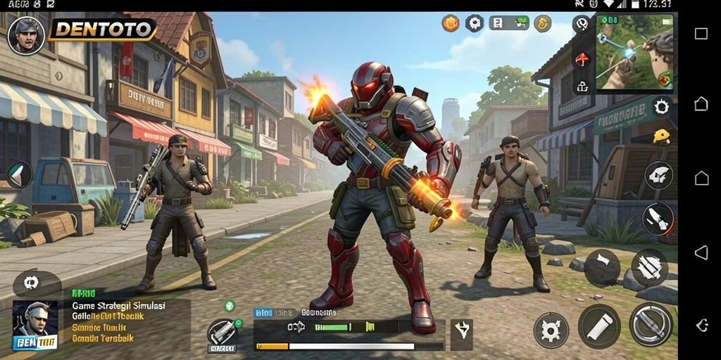 Screenshot gameplay DENTOTO yang menunjukkan strategi dan pembangunan yang mendetail.