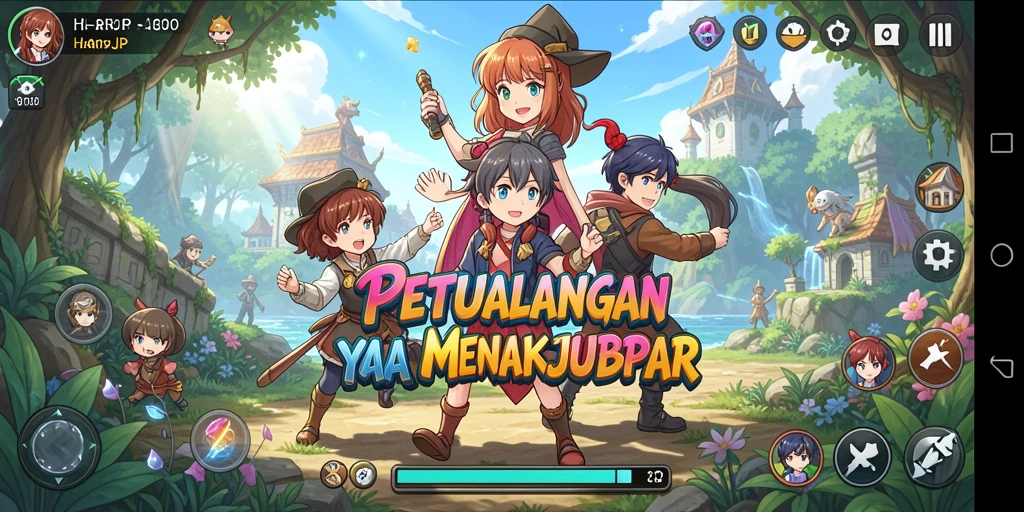 Tampilan gameplay seru dalam HARAPJP dengan karakter Anime menarik.