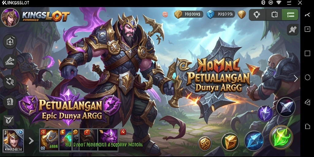 Tampilan gameplay KINGSLOT dengan karakter beraksi di medan tempur ARPG.