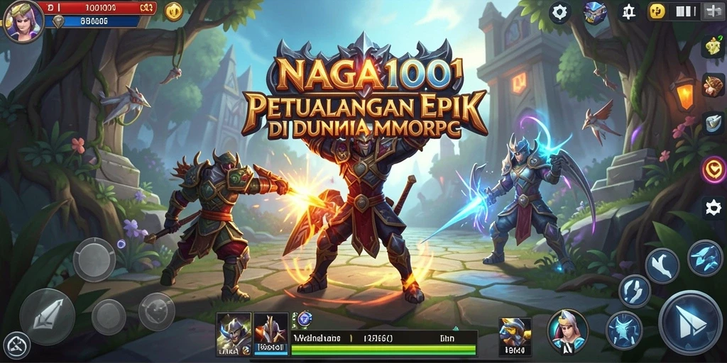 Tangkapan layar NAGA1001 menampilkan aksi seru dalam pertempuran MMORPG.