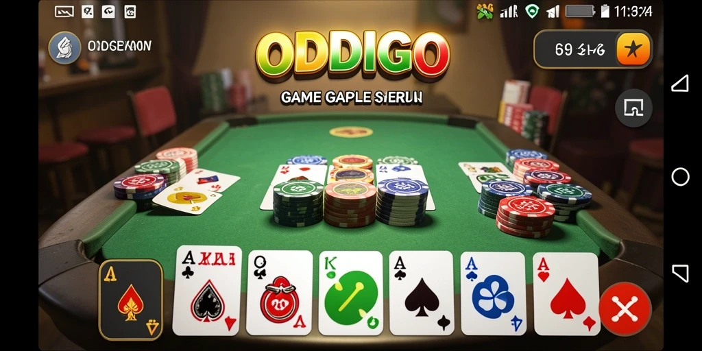 Tangkapan layar ODDIGO yang menunjukkan permainan Gaple yang seru.
