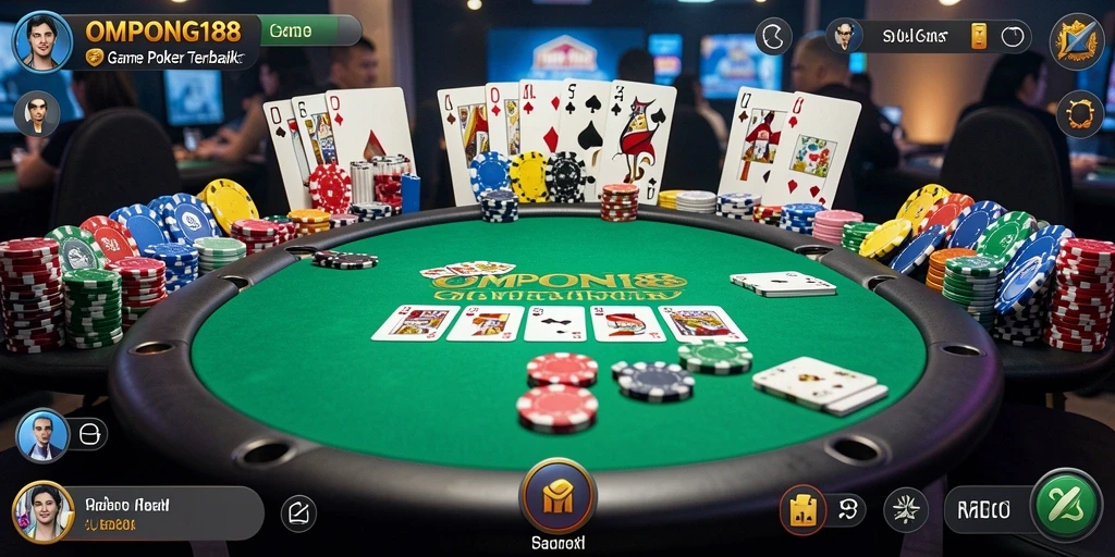 Tampilan gameplay poker yang mendebarkan dari OMPONG188.