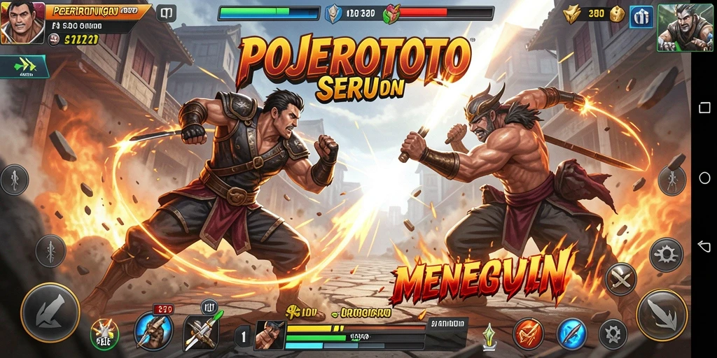 Gameplay seru dan menegangkan di POJEROTOTO dengan pertarungan antar karakter.