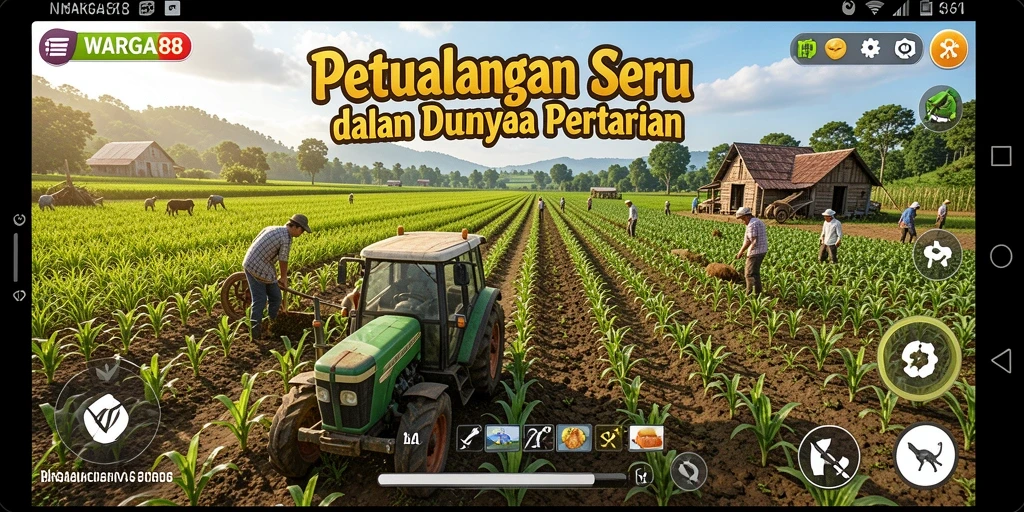 Screenshot gameplay WARGA88 menampilkan aktivitas seru dalam pertanian.
