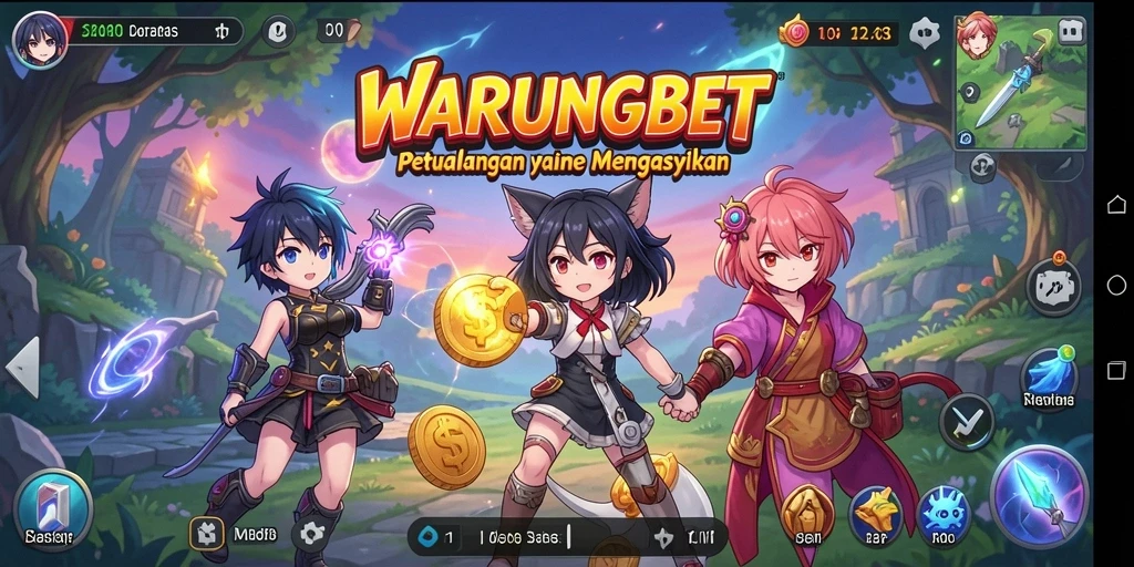 Tampilan aksi seru dari gameplay WARUNGBET dengan karakter anime.